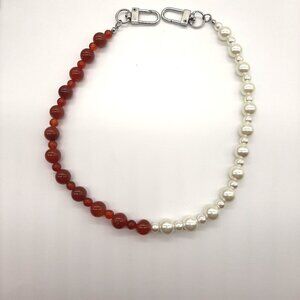 Urban Outfitters Faux Pearl Amber brown Stone adjustable Chocker Necklace